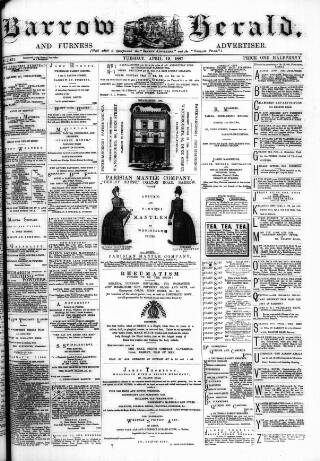 cover page of Barrow Herald and Furness Advertiser published on April 19, 1887