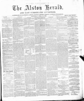 cover page of Alston Herald and East Cumberland Advertiser published on April 24, 1880