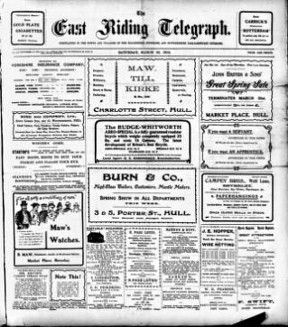 cover page of East Riding Telegraph published on March 28, 1903