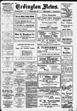 cover page of Erdington News published on June 2, 1917