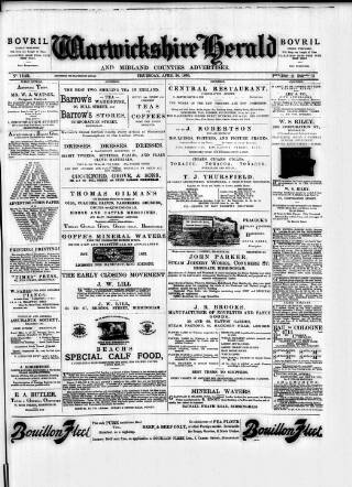 cover page of Warwickshire Herald published on April 24, 1890