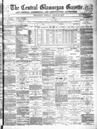 cover page of Central Glamorgan Gazette published on April 25, 1879