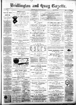 cover page of Bridlington and Quay Gazette published on April 20, 1889