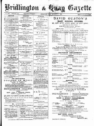 cover page of Bridlington and Quay Gazette published on December 2, 1898