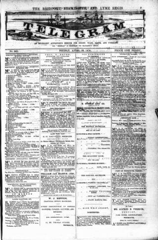 cover page of Bridport, Beaminster, and Lyme Regis Telegram published on April 26, 1878