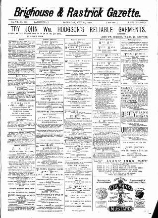 cover page of Brighouse & Rastrick Gazette published on May 22, 1880