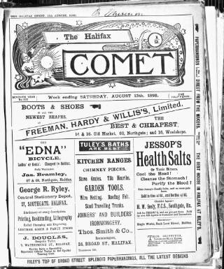 cover page of Halifax Comet published on August 13, 1898