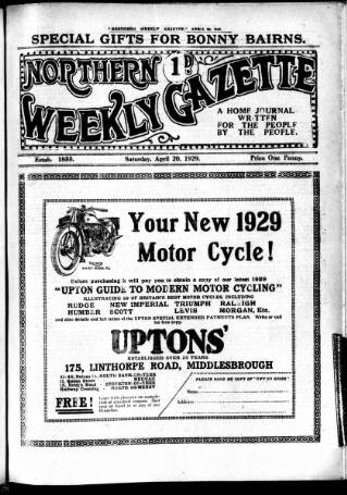 cover page of Northern Weekly Gazette published on April 20, 1929