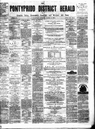 cover page of Pontypridd District Herald published on March 29, 1879