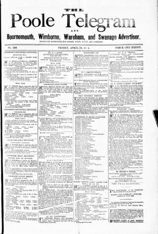 cover page of Poole Telegram published on April 25, 1884