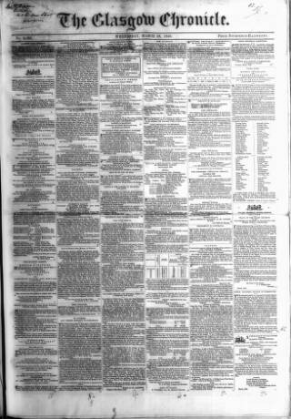 cover page of Glasgow Chronicle published on March 28, 1849