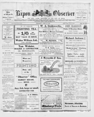 cover page of Ripon Observer published on April 25, 1912