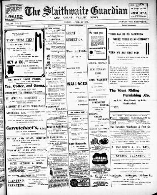 cover page of Colne Valley Guardian published on April 20, 1906
