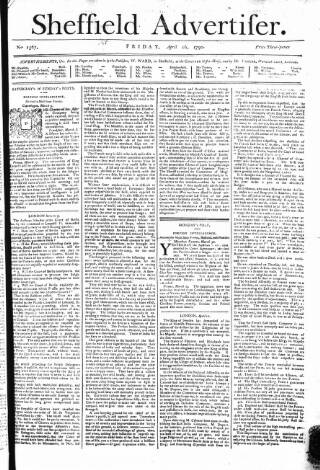 cover page of Sheffield Public Advertiser published on April 16, 1790