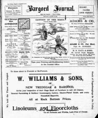 cover page of Bargoed Journal published on August 13, 1904