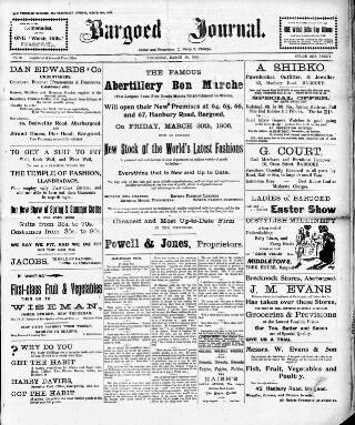 cover page of Bargoed Journal published on March 29, 1906