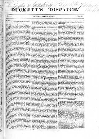 cover page of Duckett's Dispatch published on March 29, 1818