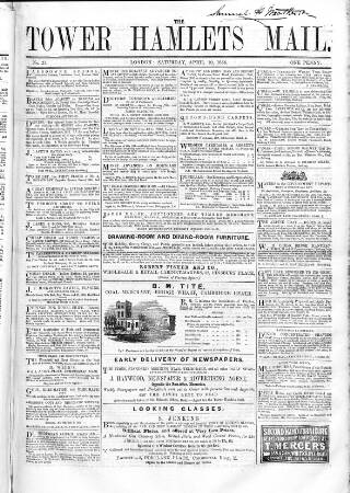 cover page of Tower Hamlets Mail published on April 10, 1858