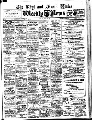 cover page of North Wales Weekly News published on April 26, 1912