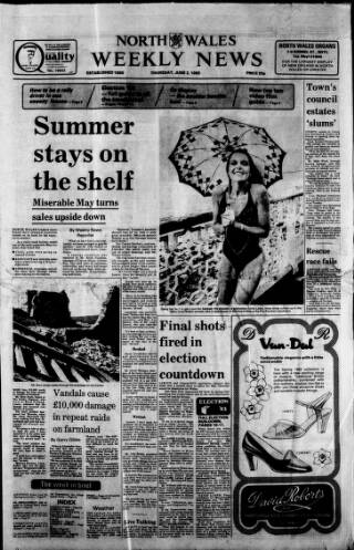 cover page of North Wales Weekly News published on June 2, 1983
