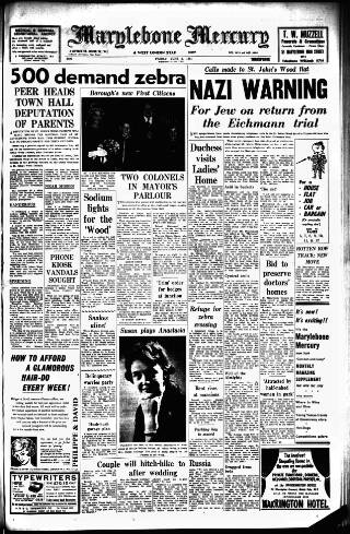 cover page of Marylebone Mercury published on June 2, 1961
