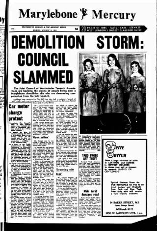 cover page of Marylebone Mercury published on August 8, 1969