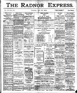 cover page of Radnor Express published on April 26, 1906