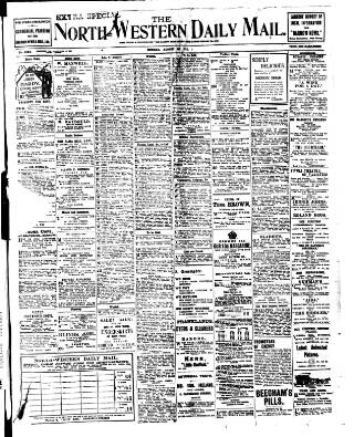 cover page of North West Evening Mail published on August 28, 1911