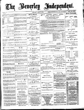 cover page of Beverley Independent published on March 28, 1896