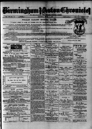 cover page of Birmingham & Aston Chronicle published on March 5, 1892