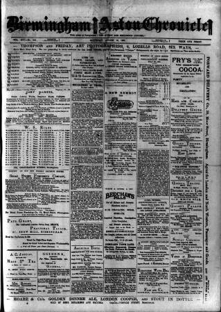 cover page of Birmingham & Aston Chronicle published on August 13, 1892