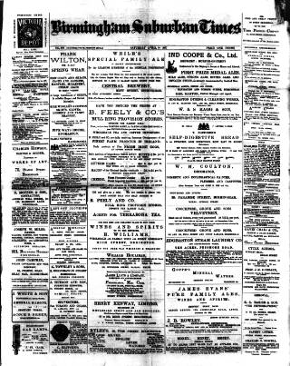 cover page of Birmingham Suburban Times published on April 24, 1897