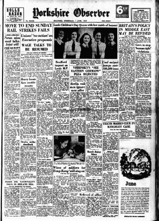 cover page of Bradford Observer published on June 1, 1949
