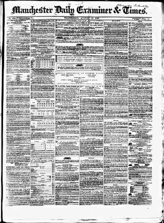 cover page of Manchester Daily Examiner & Times published on August 13, 1856