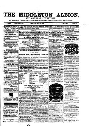cover page of Middleton Albion published on April 17, 1858