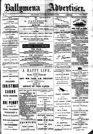 cover page of Ballymena Advertiser published on December 5, 1885