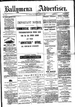 cover page of Ballymena Advertiser published on March 5, 1887