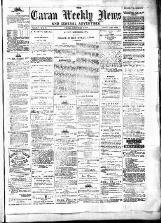 cover page of Cavan Weekly News and General Advertiser published on December 3, 1880