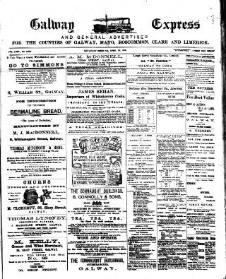 cover page of Galway Express published on April 25, 1908