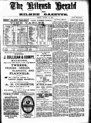 cover page of Kilrush Herald and Kilkee Gazette published on August 13, 1909