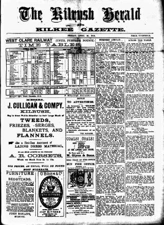 cover page of Kilrush Herald and Kilkee Gazette published on April 26, 1912