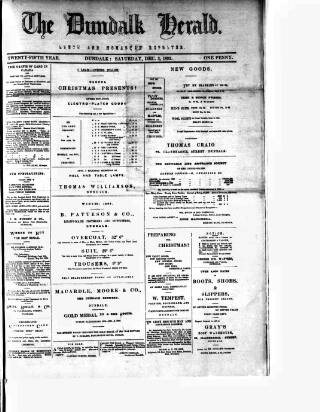 cover page of Dundalk Herald published on December 3, 1892