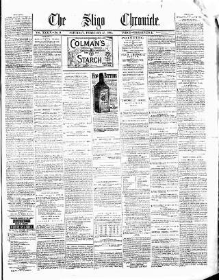 cover page of Sligo Chronicle published on February 23, 1884