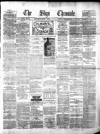 cover page of Sligo Chronicle published on June 7, 1884