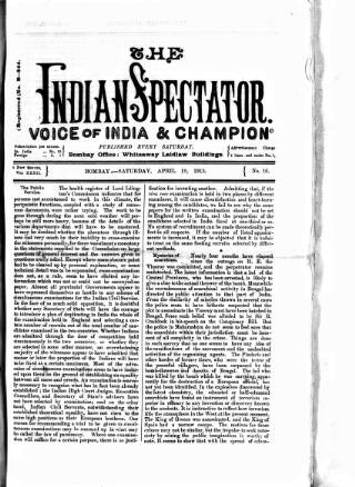cover page of Voice of India published on April 19, 1913