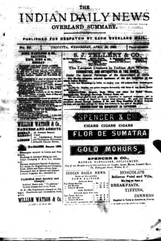 cover page of Indian Daily News published on April 25, 1894
