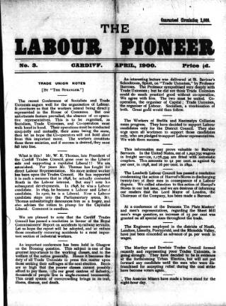 cover page of Labour Pioneer (Cardiff) published on April 1, 1900