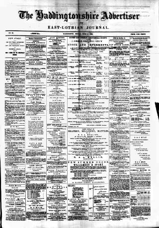 cover page of Haddingtonshire Advertiser and East-Lothian Journal published on June 2, 1882