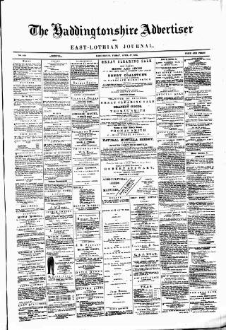 cover page of Haddingtonshire Advertiser and East-Lothian Journal published on April 17, 1885