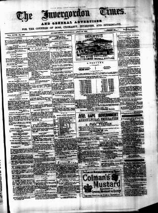 cover page of Invergordon Times and General Advertiser published on April 19, 1882